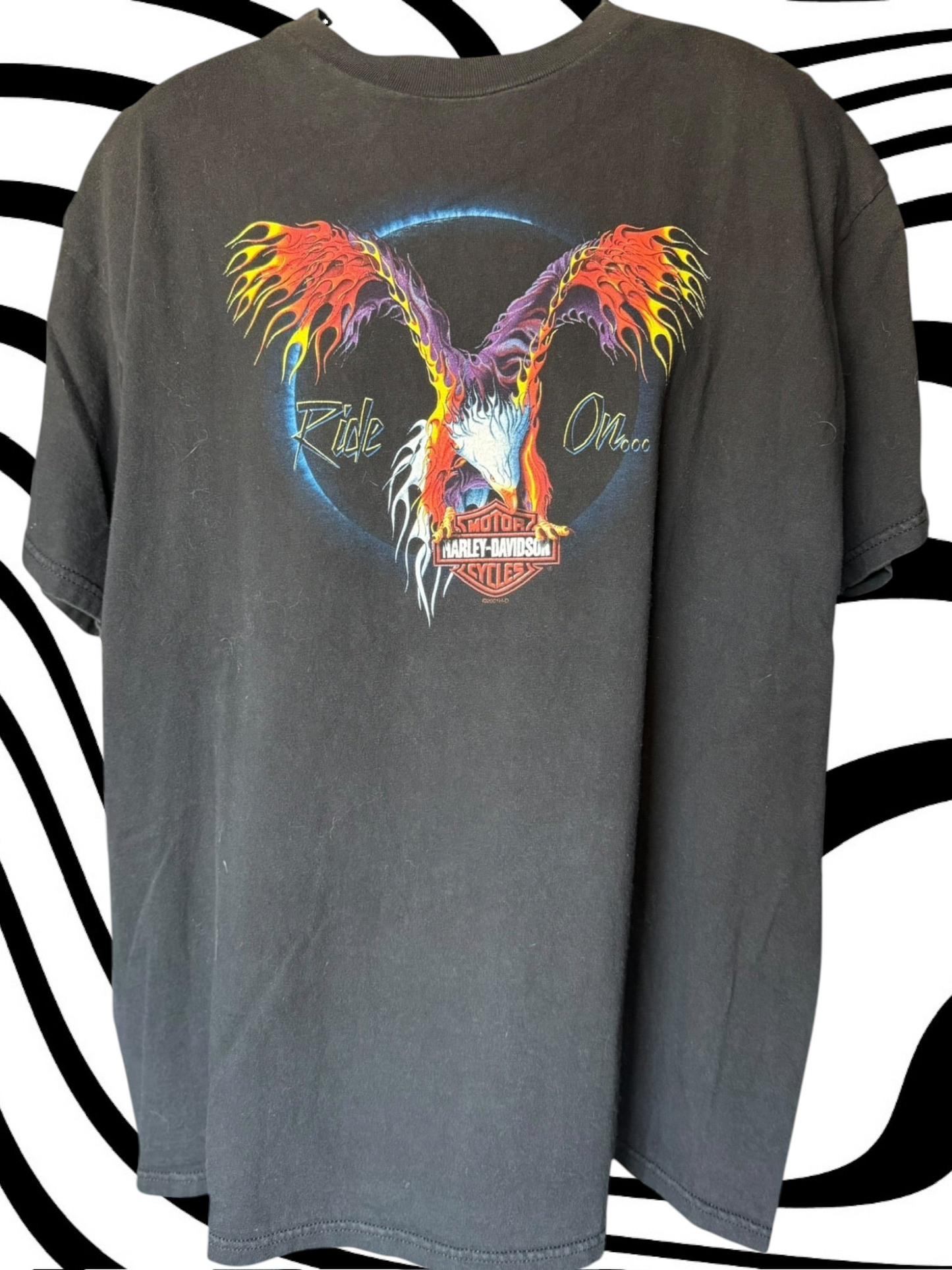2001 Knoxville, TN Flaming Eagle Harley tee