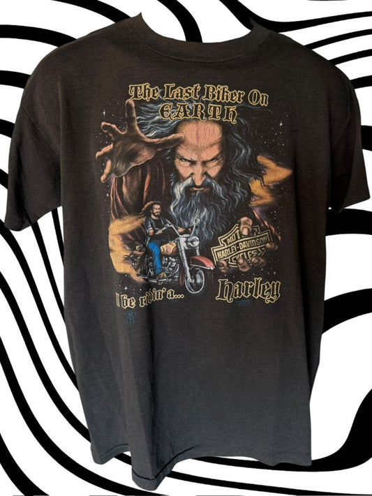 80's 3D Emblem 'Last Biker On Earth' Arizona Harley Tee