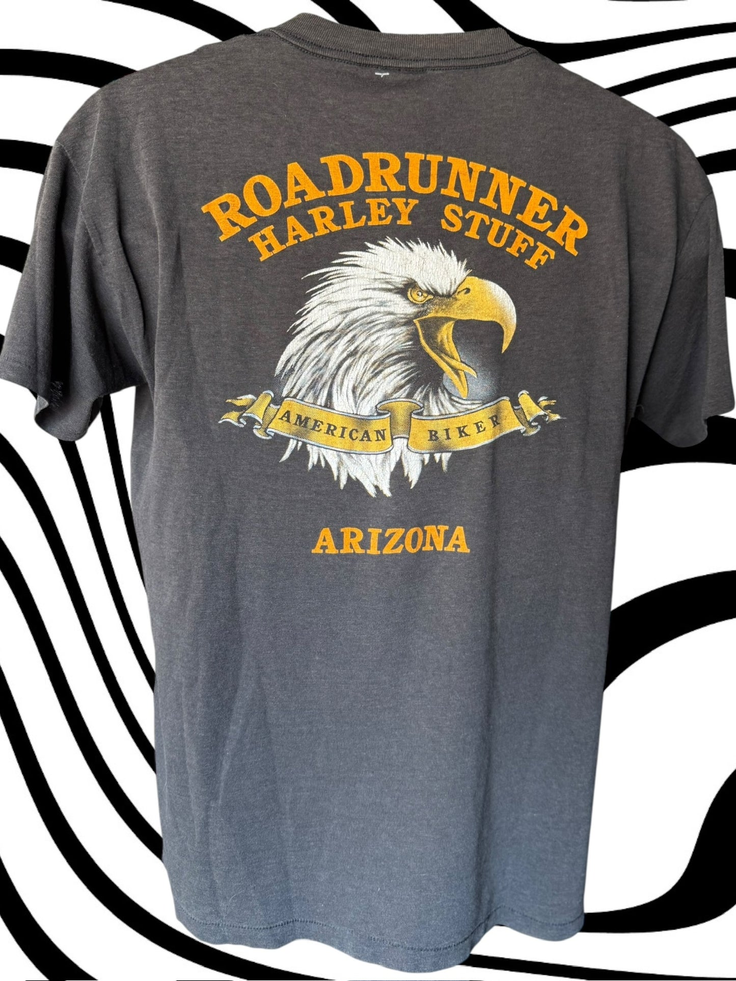 80's 3D Emblem 'Last Biker On Earth' Arizona Harley Tee