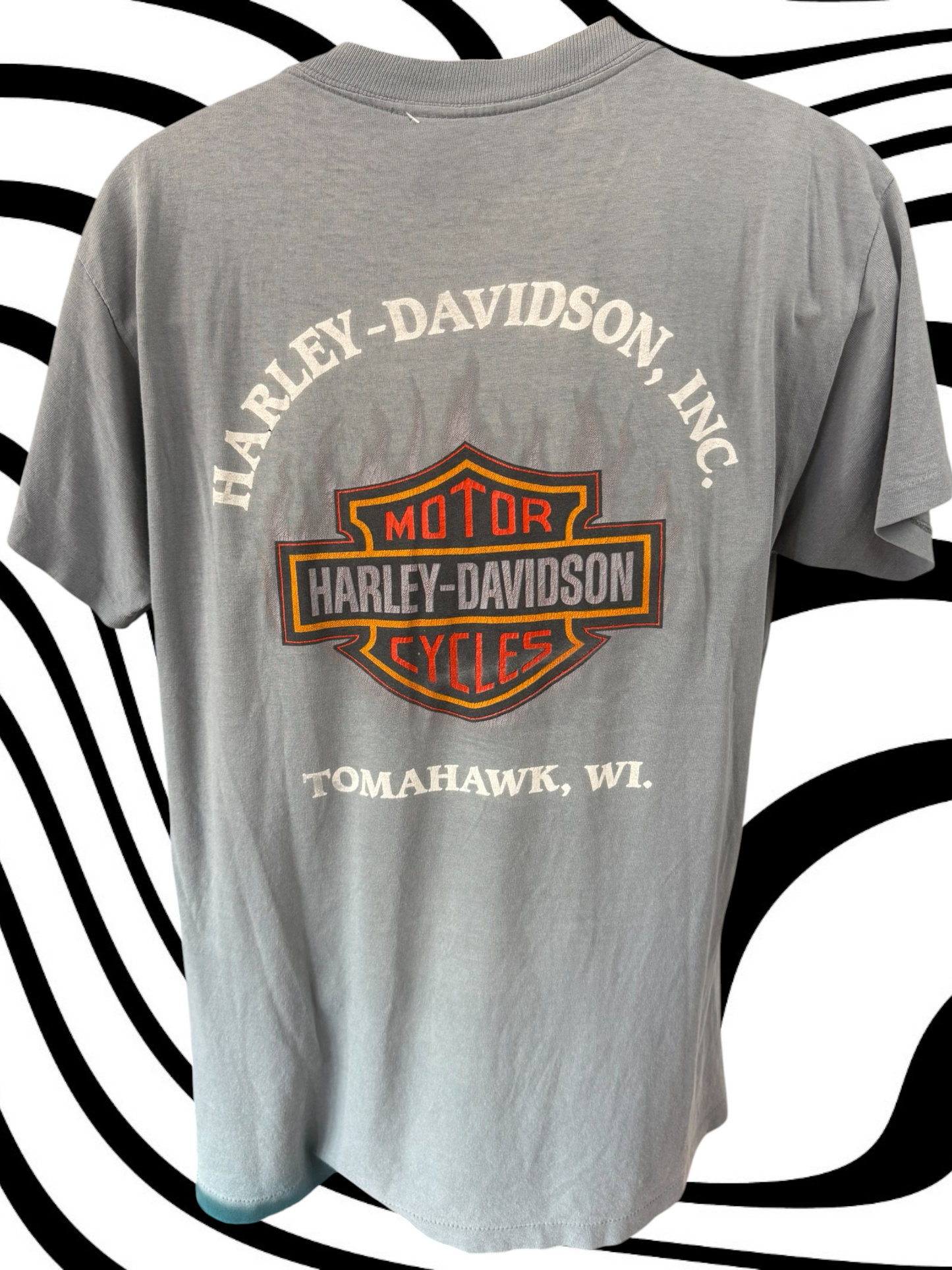 1991 Tomahawk, WI 3D emblem Harley tee